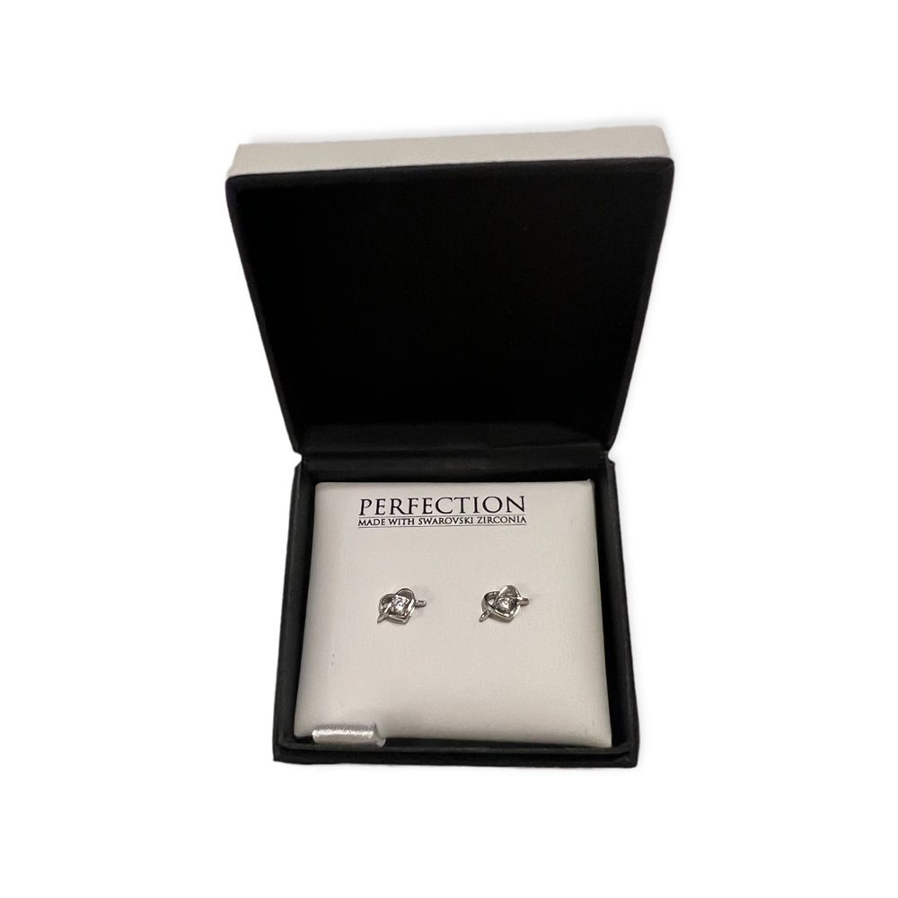 Perfections made with Swarovski Zirconia, Heart Shaped Earrings w/ Stone